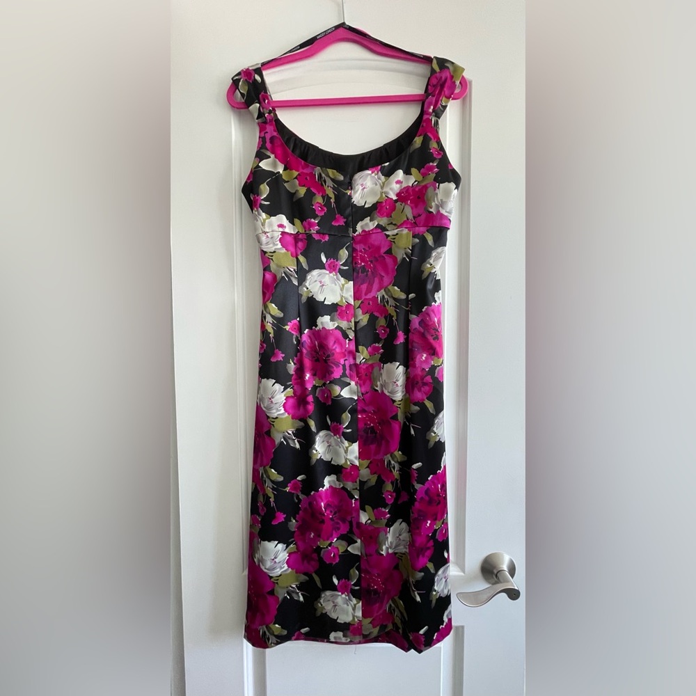 EUC! Maggy London Floral Midi Dress Sleeveless Scoop Neck - Picture 6 of 11